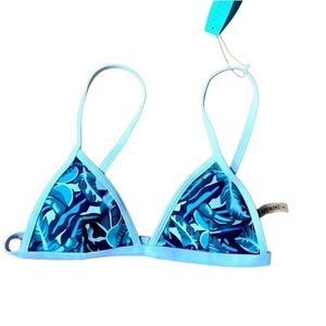 Cupshe Palm leaf green and white triangle bikini top Women’s Size Small​​​